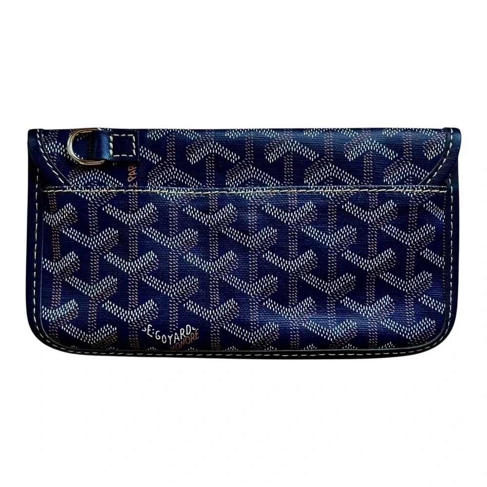 GOYARD Paris Navy Blue Goyardine Flap Pouch (for Tote) Made in France - No Strap